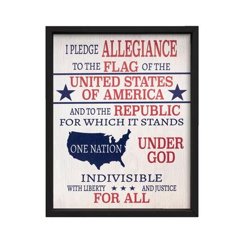 Pledge Of Allegiance Framed Wooden Sign Patriotic Sign Etsy