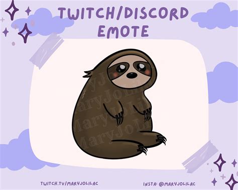 Cute Kawaii Sloth Twitch Emote Discord Youtube Etsy