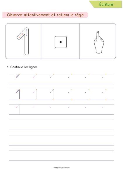 1 Maternelle Ms Gs Apprendre A Ecrire Le Chiffre 1 Apprendre à écrire