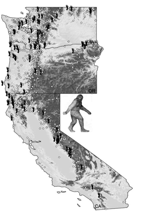 Bigfoot Sightings Map Pacific Northwest