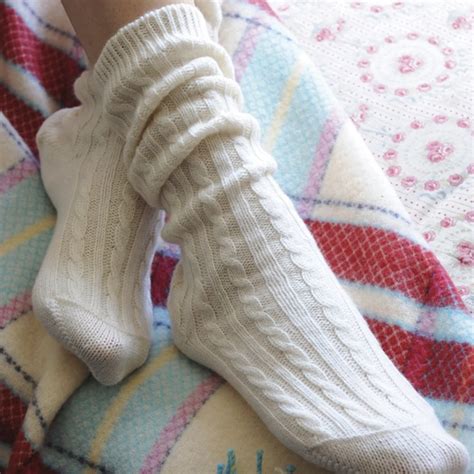 Dilly Fashion 100 Cashmere Cable Knit Socks For Women Pure Cashmere Bed Socks In Socks From