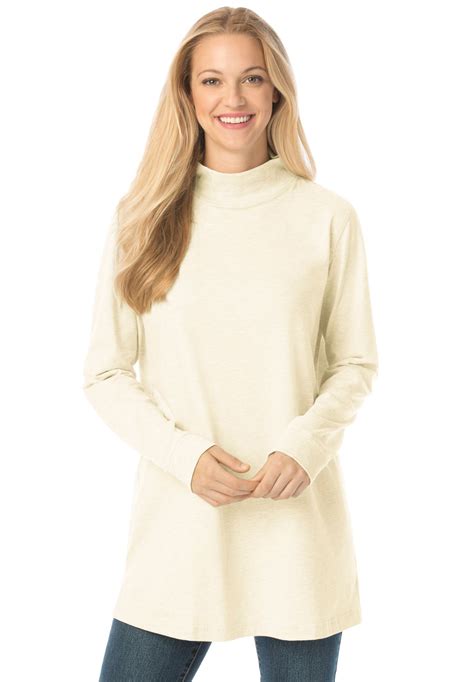 Top Perfect Mock Turtleneck Tunic Plus Size Tops Woman Within
