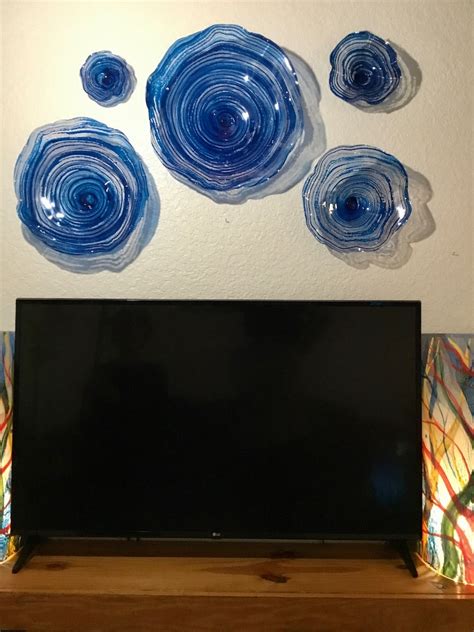 Vibrant Cobalt Blue Flowers Wall Art Home Decor Translucent Etsy