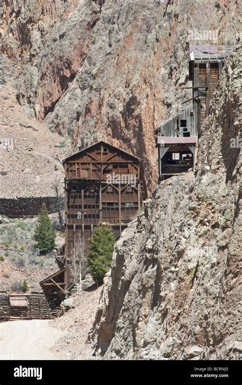 Colorado Creede Bachelor Historic Mine Tour Old Mining Structures Stock