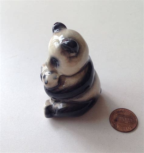 Little Ceramic Panda Figure Panda Baby Figurine Miniature Etsy