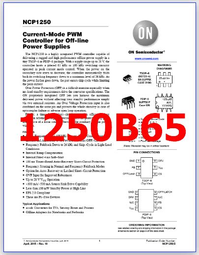 1250B65 PDF Datasheet Current Mode PWM Controller