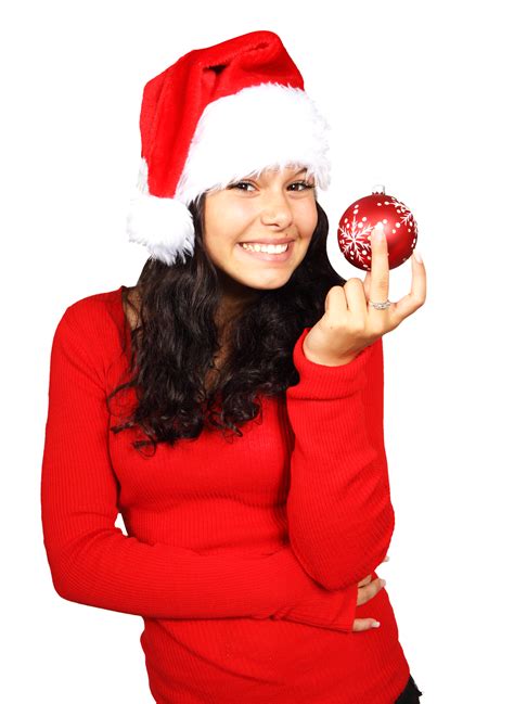 Attractive Young Woman Holding Christmas Ball PNG Image ...