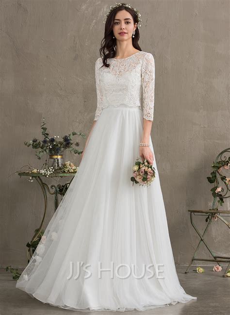 A Line Sweetheart Floor Length Tulle Wedding Dress 002187044 Jjs House