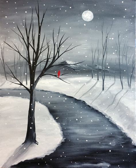 Paint Nite Easy Landscape Paintings Christmas Paintings On Canvas