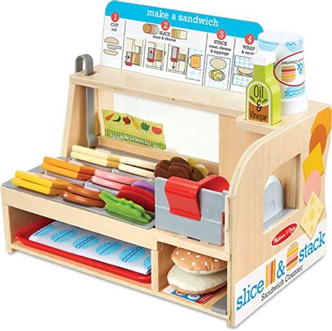 Melissa And Doug Wooden Slice And Stack Sandwich Counter With