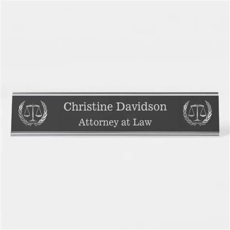 Attorney Scales Of Justice Silver Desk Name Plate Zazzle