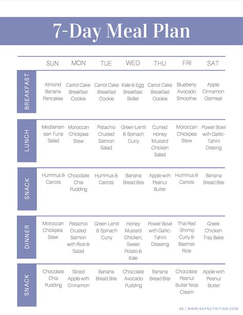 Printable 7 Day Meal Planner Best Culinary And Food