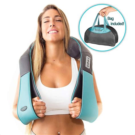 Invospa Shiatsu Back Shoulder And Neck Massager With Heat Deep Tissue 3d Kneading Pillow