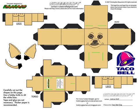 Taco Bell Dog Paper Toy Free Printable Papercraft Templates