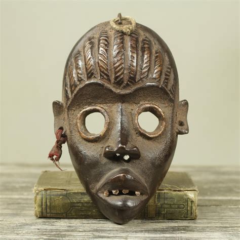African Wood Mask For Wall Decor Hand Crafted In Ghana Dan Protection