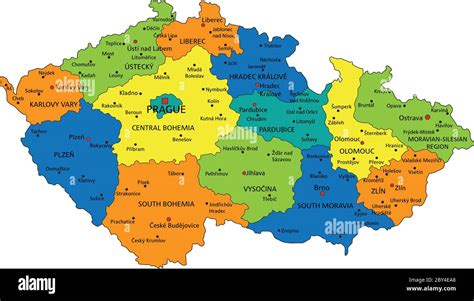 Colorful Czech Republic Political Map With Clearly Labeled Separated