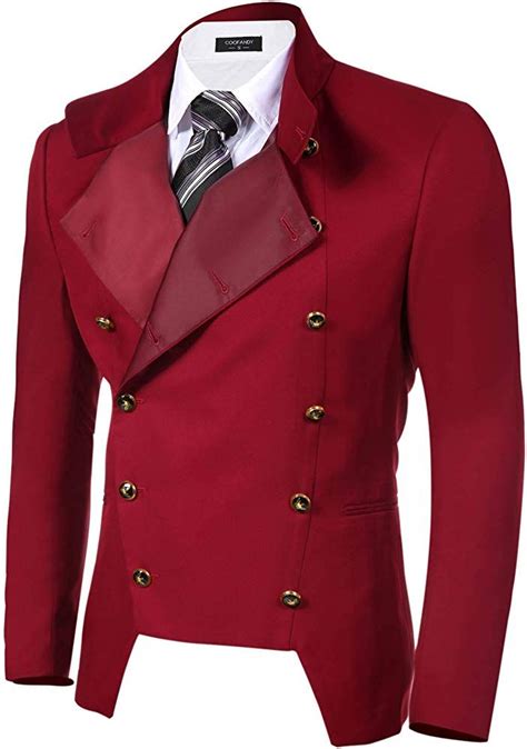 Coofandy Men S Casual Double Breasted Jacket Slim Fit Blazer Xl Red