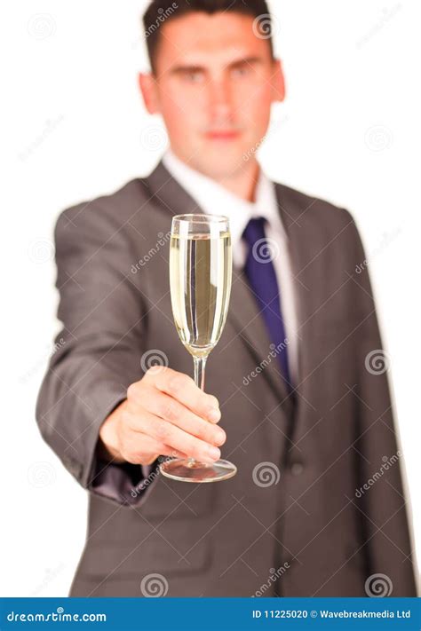 Glass Of Champagne Hold By A Businessman Stock Photo Image Of