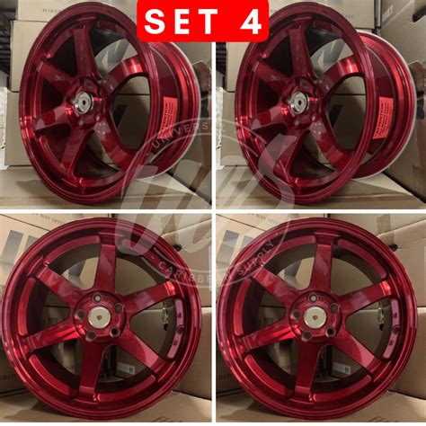 New 18 Inch X Alloy Wheels Rims Bolt Pattern 5x1143 Red 35 Offset Set