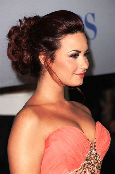 Pictures Of Demi Lovato Beautiful Red Updo For Long Hair