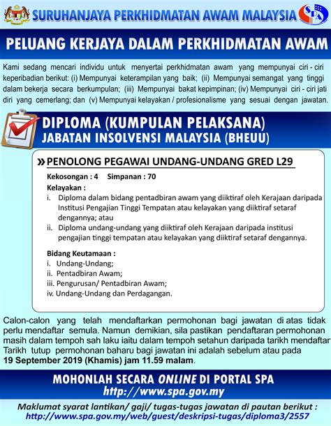 We did not find results for: Iklan Jawatan Jabatan Insolvensi Malaysia (BHEUU) • Kerja ...