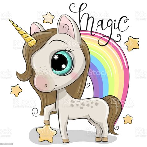 Cute Unicorn And A Rainbow Isolated On A White Background Stock