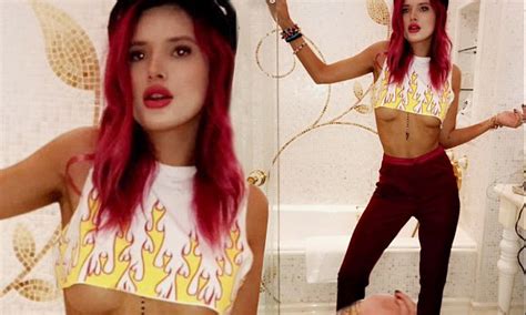 bella thorne flashes underboob in tiny crop top daily mail online