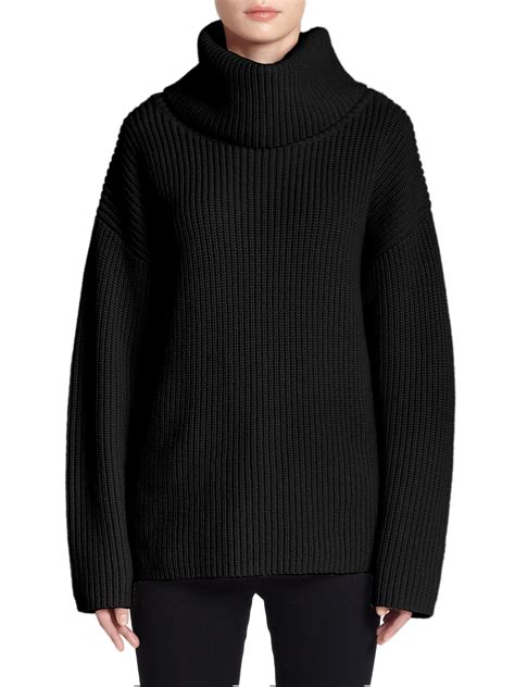 Theory Naven Oversized Ribbed Wool Turtleneck Sweater In Black Lyst
