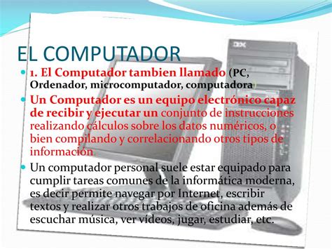 Ppt El Computador Y Sus Componentes Powerpoint Presentation Free