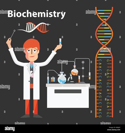 Biochemistry Scientist Genetic Chemistry Vector Illustration Character