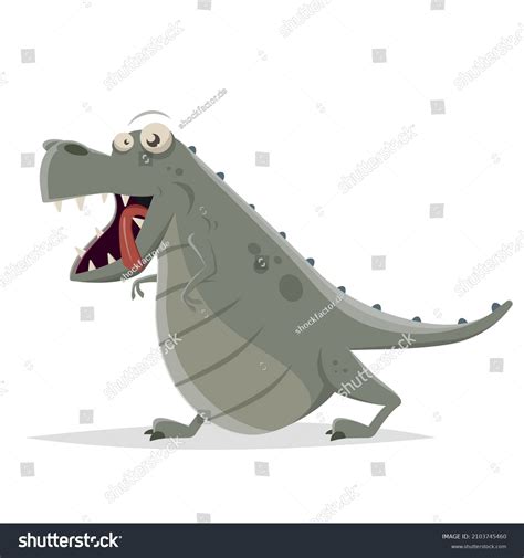 Funny Cartoon Illustration Dinosaur Open Mouth Stock Vector Royalty