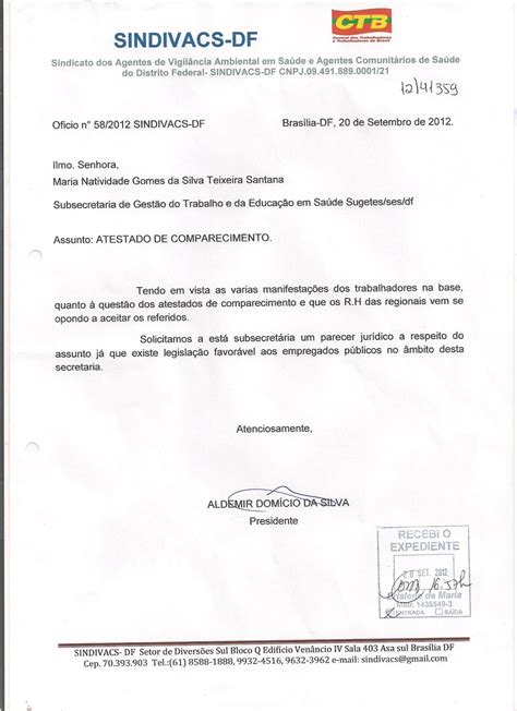 Atestado De Comparecimento Sindivacsdf