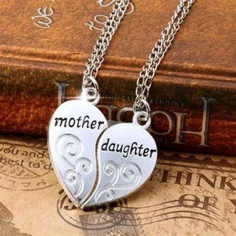 delysia king women lettering mother daughter love heart necklace trendy 2pcs splicing