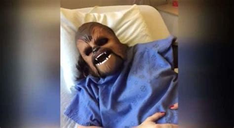 watch new mom shares hilarious video of herself wearing a chewbacca mask while in labor