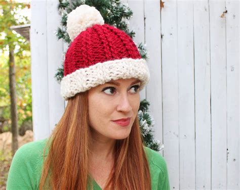 Holly Jolly Hand Knit Santa Hat By Shhandcrafted On Etsy