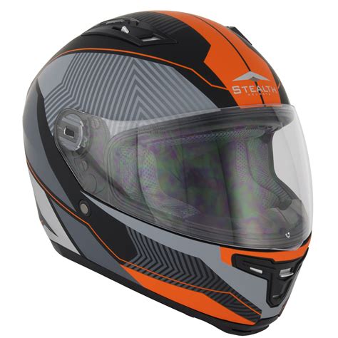 Motorcycle dirtbike ski helmet mohawk racing helmet spikes red blue black orange. Stealth F117 Neon Orange Motorcycle Helmet HD117 Motorbike ...