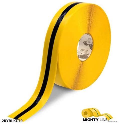 Mighty Line 2 Yellow Tape With Black Center Line 100 Roll