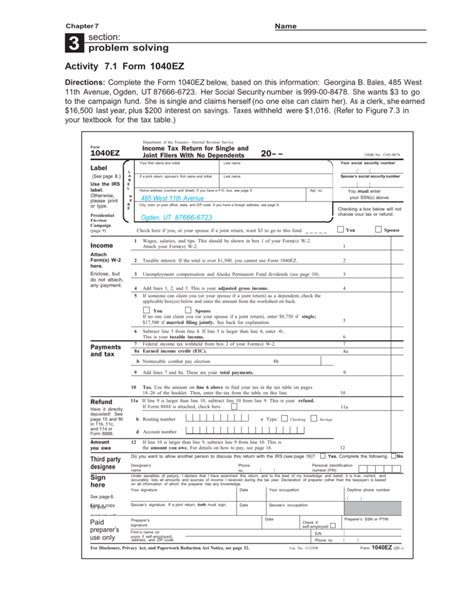 Federal Income Tax Return 1040ez Instruction Booklet Tax Walls