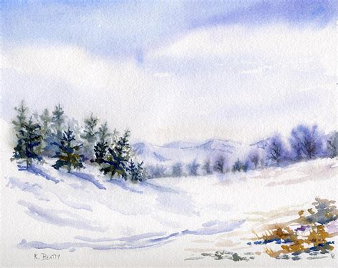 Winter Landscape Snow Scene Painting By Karla Beatty