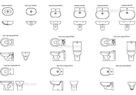 More than 60 cad blocks of bathroom fittings. Duravit. Bathroom Foster DWG, free CAD Blocks download