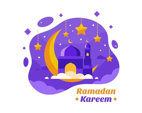 Premium Vector Ramadan Kareem Background With Crescent And Mosque