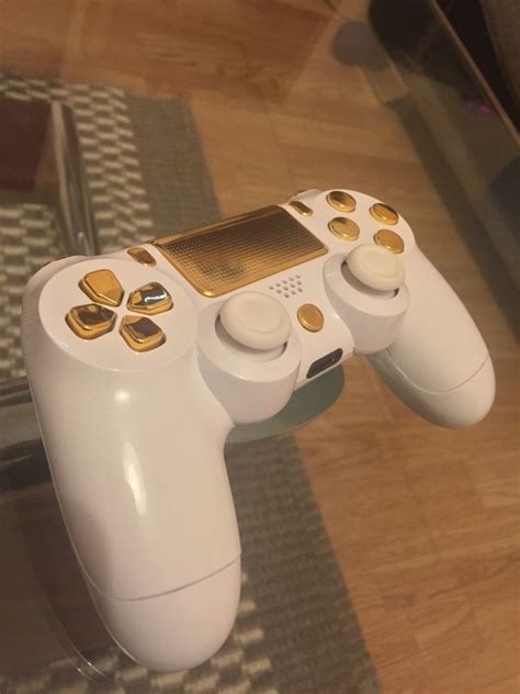 Image Of Gloss White W Gold Custom Ps4 Controller ° Đσρє ѕтυff