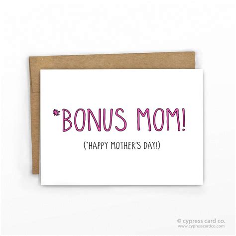 funny mother s day card bonus mom for step mom or