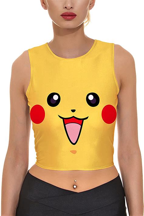 Lady Queen Pokemon Pikachu Print Sleeveless Tight Tank Top Shirts Jznovelty