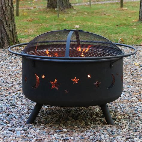 Sunnydaze Cosmic Outdoor Fire Pit 30 Inch Round Bonfire Wood Burning