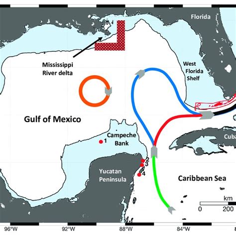 Map Of The Gulf Of Mexico And Schematic Of The Loop Current The Gulf