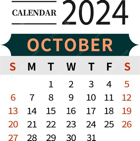 Octubre 2024 Calendario Simple Negro Png 2024 Calendario Octubre