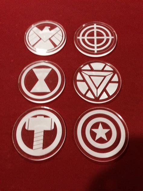 Marvels Avengers Acrylic Drink Coasters Set Of 6 Thor Black Widow