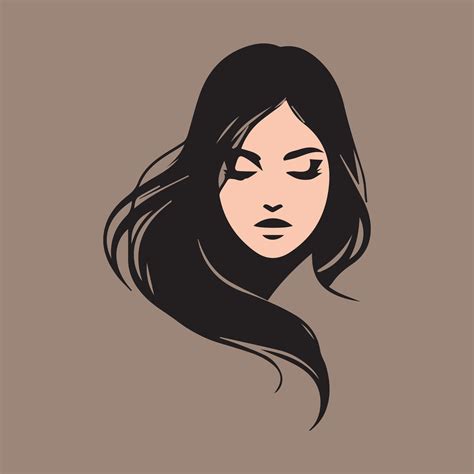 Beautiful Girl With Long Hair Vector Illustration On A Brown Background 36318610 Vector Art At
