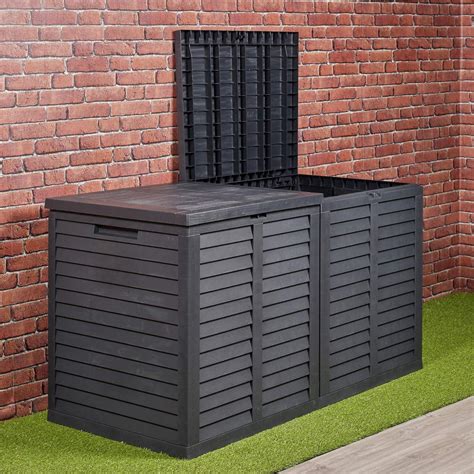 Urbnliving Large Black 750l Plastic Garden Storage Box Outdoor Utility